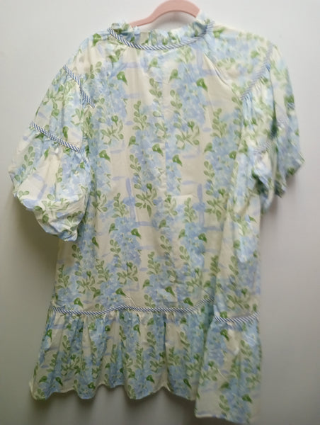 Umgee Blue Mini Floral Dress | Boho Sundress for Women | S M L Landon Ramsey-Maria Briones