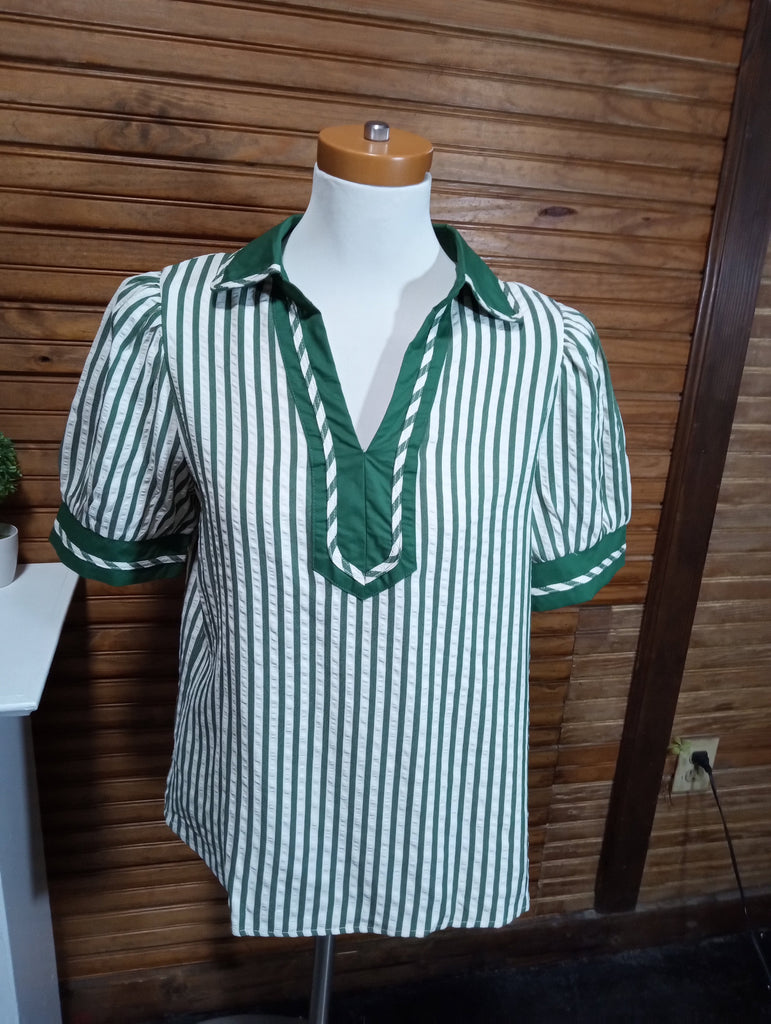 V-Neck Striped Top Amanda Queen