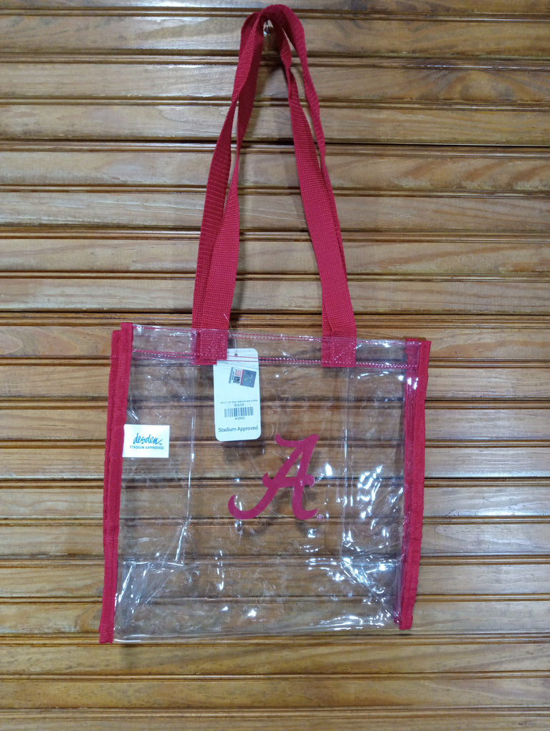 12"x11 1/2" clear Alabama tote w/strap