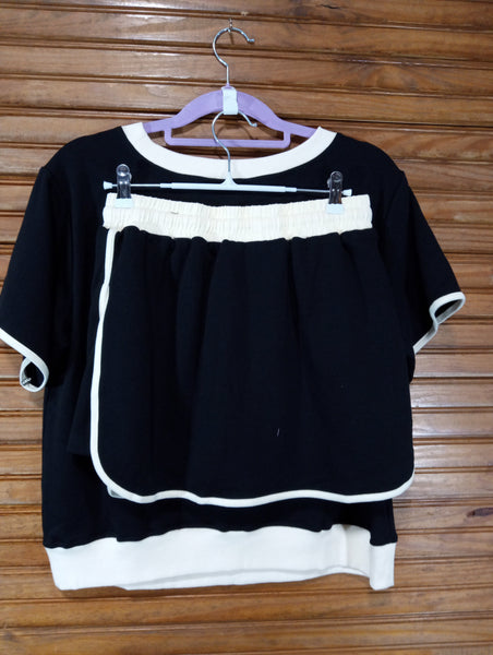 Black w/cream trim skort set Amanda Queen