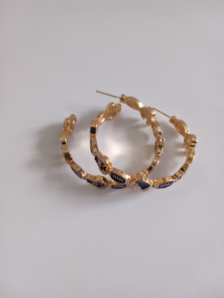 Large gold/Stud earing w/blue helmet/football/jersey Amanda Queen