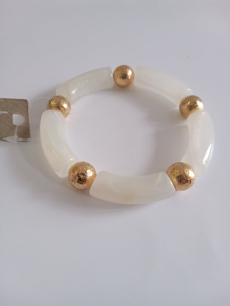 Garden Party white/gold sparkly ball bracelet