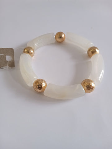 Garden Party white/gold sparkly ball bracelet