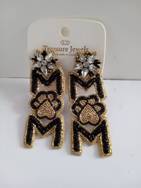 Rhinestone Beaded Dangle Studs – Crystal Sparkle Earrings