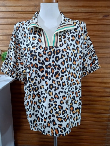 Orange/black Leopard V-neck blouse OhhMy! Gifts and Things, LLC