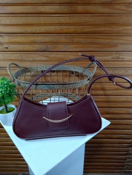 11"x4" Crescent Shoulder bag w/gold moon Buckle/knotted strap OhhMy! Gifts and Things, LLC