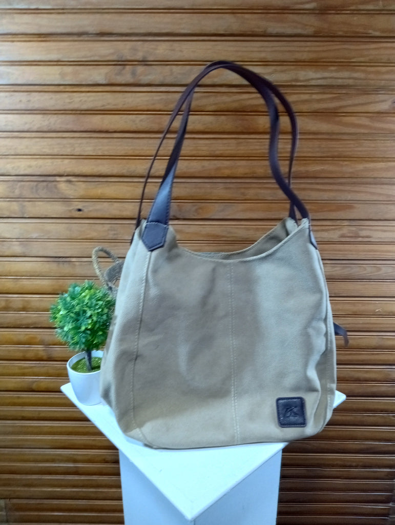 12"x10" Khaki Hobo Tote w/Multi Zip Compartments OhhMy! Gifts and Things, LLC