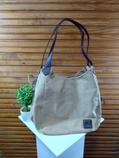 12"x10" Khaki Hobo Tote w/Multi Zip Compartments OhhMy! Gifts and Things, LLC