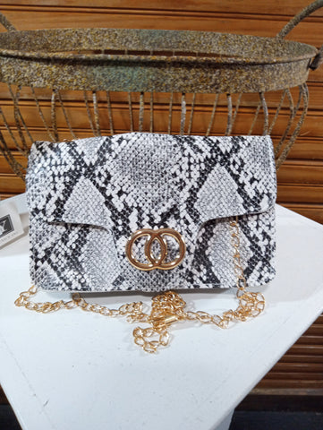 7 1.2"x 5" Women Snake Print Shoulder Bag w/chain strap OhhMy! Gifts and Things, LLC