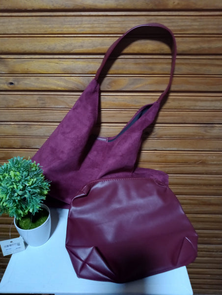 12"x 16" Faux Suede Hobo Bag w/inner Pouch Retro Shoulder Tote OhhMy! Gifts and Things, LLC