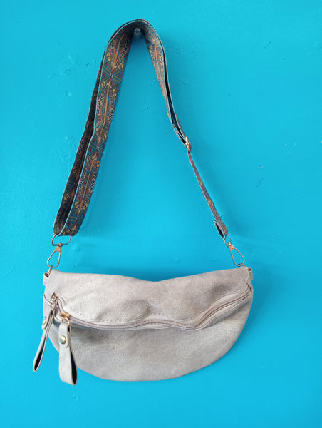 10"X7" Faux Leather Half Moon Shoulder Crossbody Bag w/bohemian Strap OhhMy! Gifts and Things, LLC