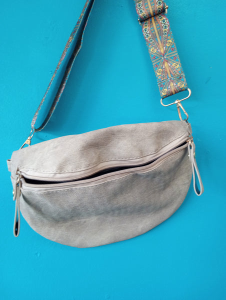 10"X7" Faux Leather Half Moon Shoulder Crossbody Bag w/bohemian Strap OhhMy! Gifts and Things, LLC