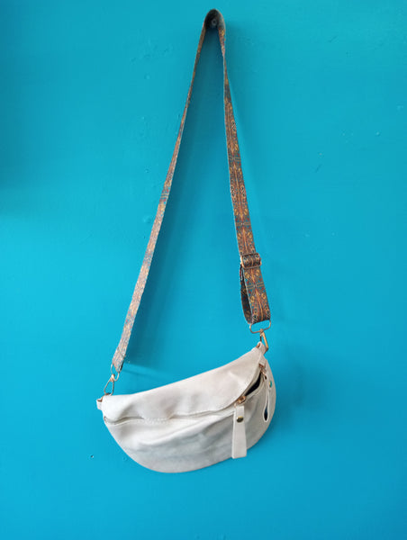 10"X7" Faux Leather Half Moon Shoulder Crossbody Bag w/bohemian Strap OhhMy! Gifts and Things, LLC