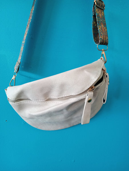 10"X7" Faux Leather Half Moon Shoulder Crossbody Bag w/bohemian Strap OhhMy! Gifts and Things, LLC