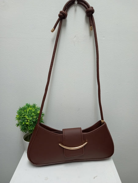 11"x4" Crescent Shoulder bag w/gold moon Buckle/knotted strap OhhMy! Gifts and Things, LLC