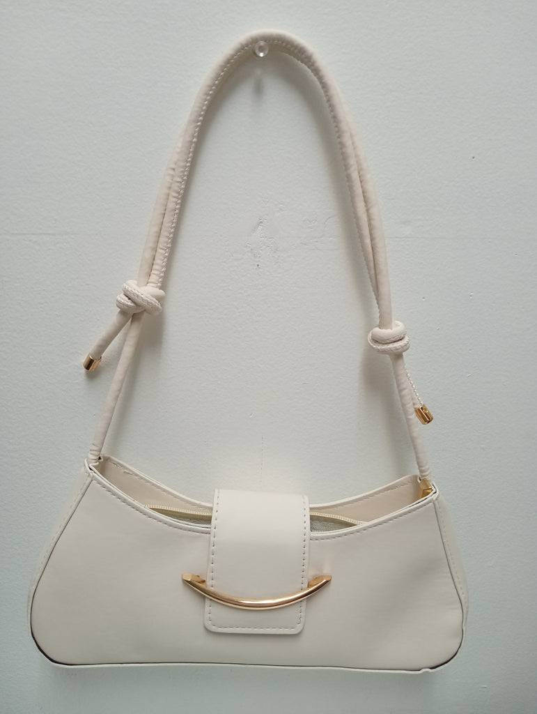 11"x4" Crescent Shoulder bag w/gold moon Buckle/knotted strap OhhMy! Gifts and Things, LLC