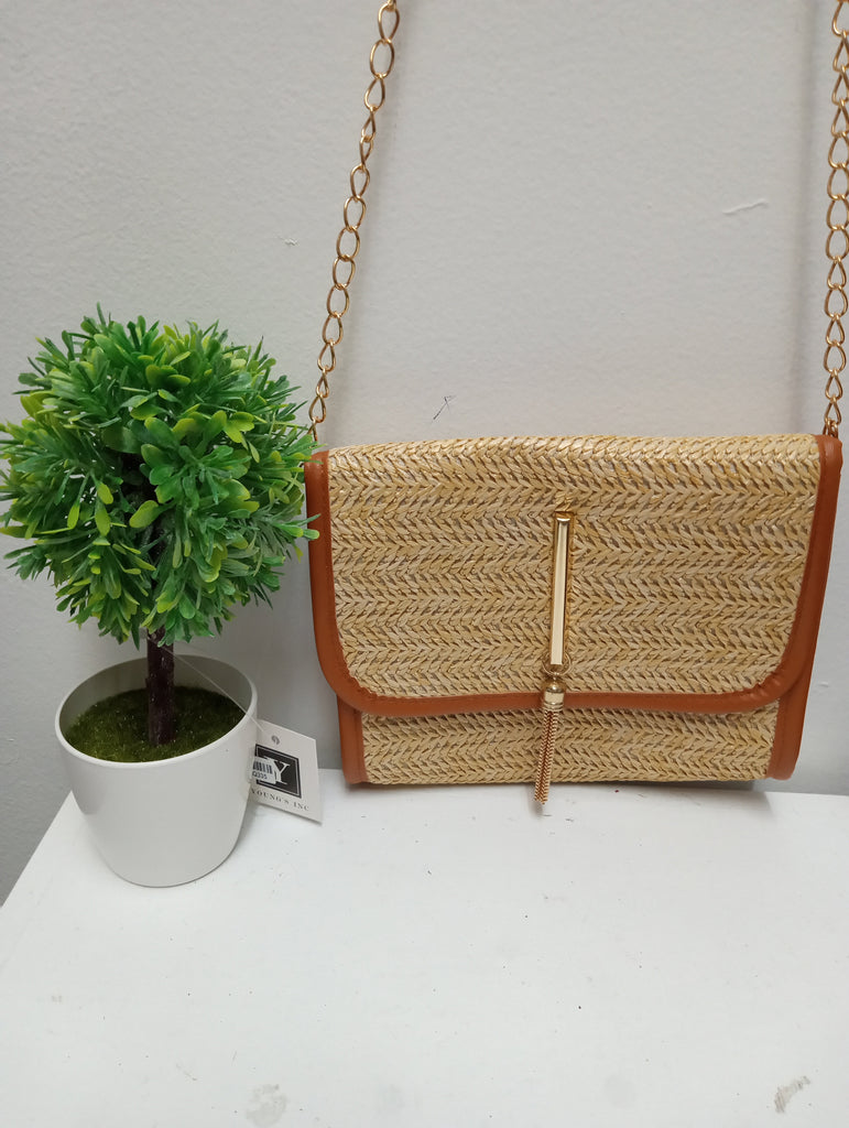 7"x6" Straw Woven Crossbody Bag | Boho Tassel Purse OhhMy! Gifts and Things, LLC