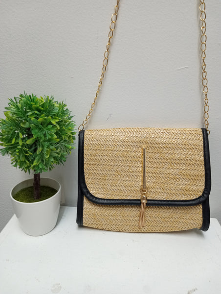 7"x6" Straw Woven Crossbody Bag | Boho Tassel Purse OhhMy! Gifts and Things, LLC