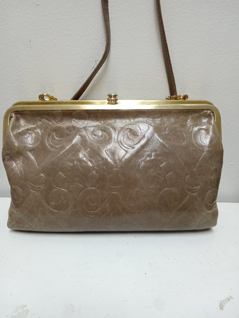 5"x8" Hobo Metallic taupe Handbag w/strap Kathy Mangum