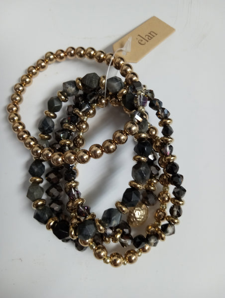 Stacked Beaded Bracelets | Multi-Tier Gold Boho Arm Candy Amanda Queen