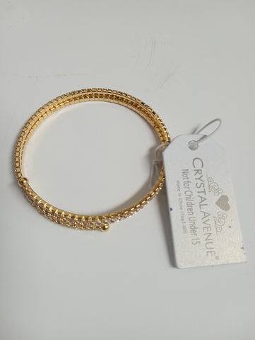 Crystal Avenue Rhinestone Gold Wrap Bracelet | Stackable Amanda Queen