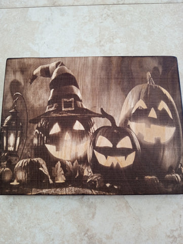 Fall/Halloween/Handmade Burnt Wood Laser Art Shelf Sitter Rick Dantzler