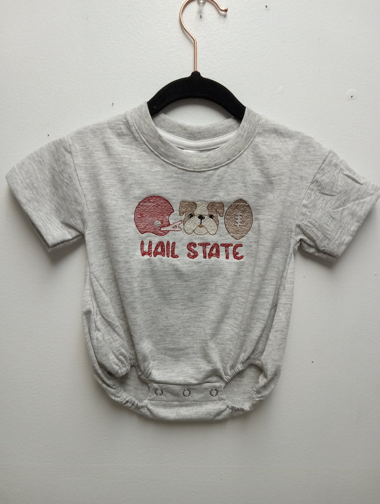 Boys Gray Hail State Romper – MSU Football Fan Baby Outfit Sew Sisterly
