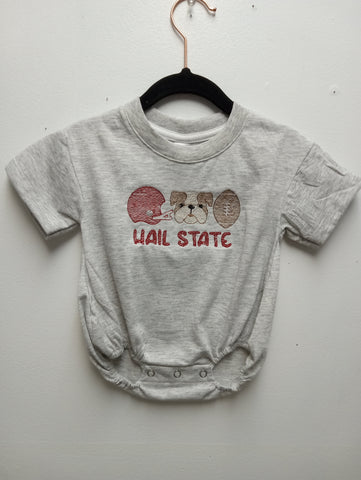 Boys Gray Hail State Romper – MSU Football Fan Baby Outfit Sew Sisterly