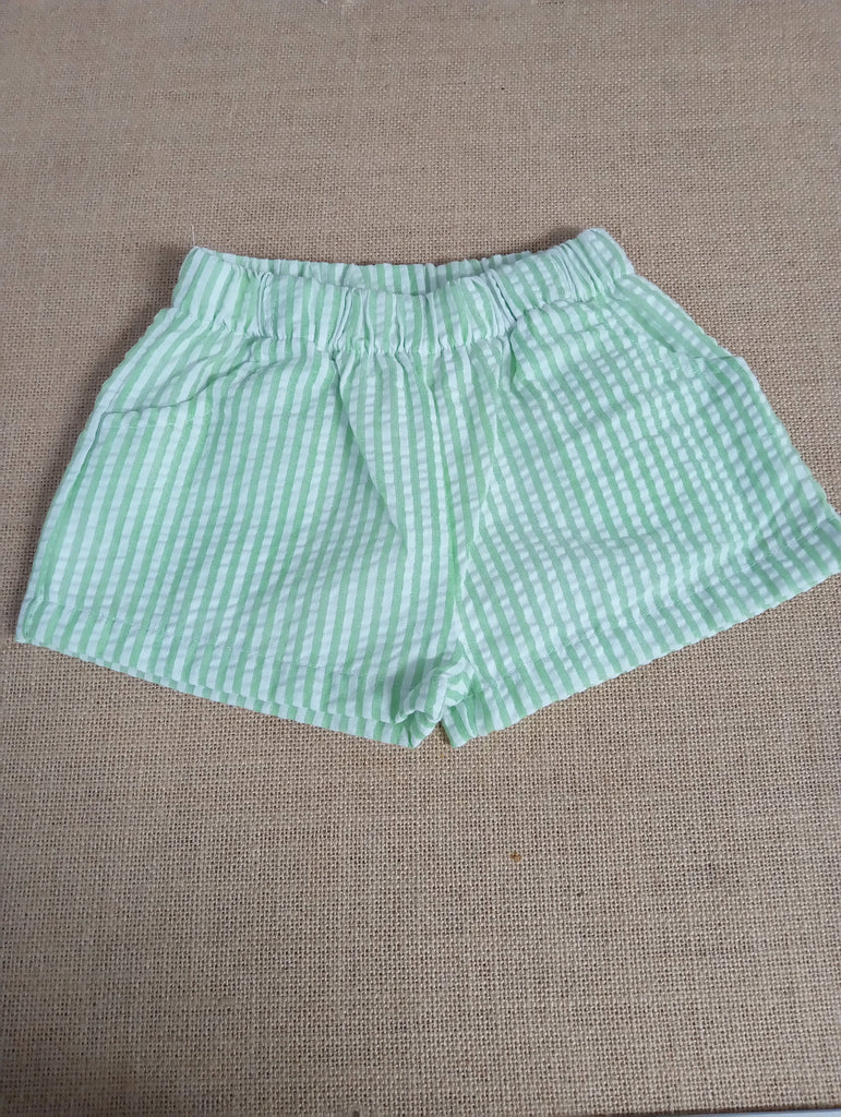 Kid's Green/White stripe shorts w/side pockets Sew Sisterly