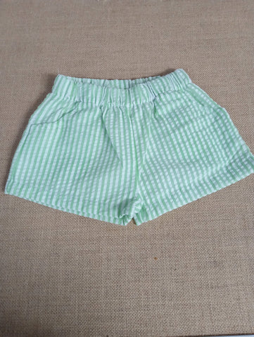 Kid's Green/White stripe shorts w/side pockets Sew Sisterly