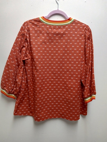 Jodifl Burnt Orange Floral Mid-Sleeve Top | Boho Fall Style Amanda Queen
