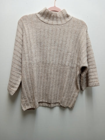 New's Oatmeal Mock Neck Sweater Landon Ramsey-Maria Briones