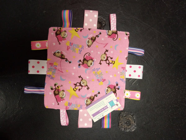 Baby Taggy Blanket 10x10 Handmade Jody Martin