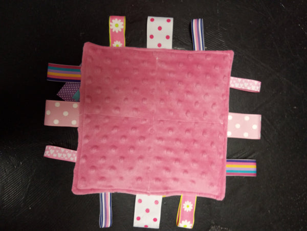 Baby Taggy Blanket 10x10 Handmade Jody Martin