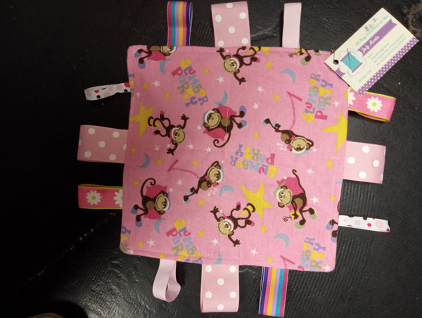 Baby Taggy Blanket 10x10 Handmade Jody Martin