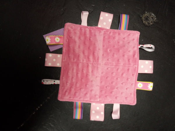 Baby Taggy Blanket 10x10 Handmade Jody Martin
