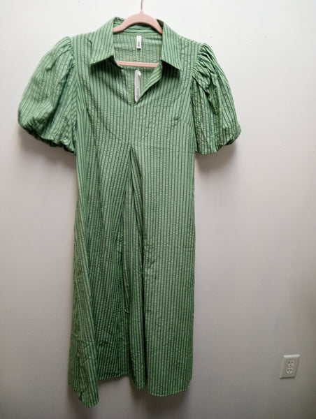 glam Green/Gray stipe Maxie Dress Landon Ramsey-Maria Briones