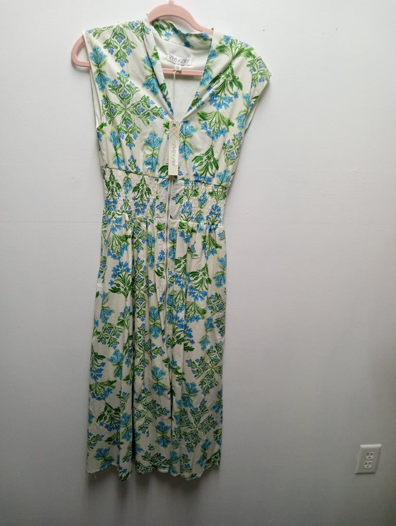She & Sky cream/blue/green floral Maxi Dress Landon Ramsey-Maria Briones