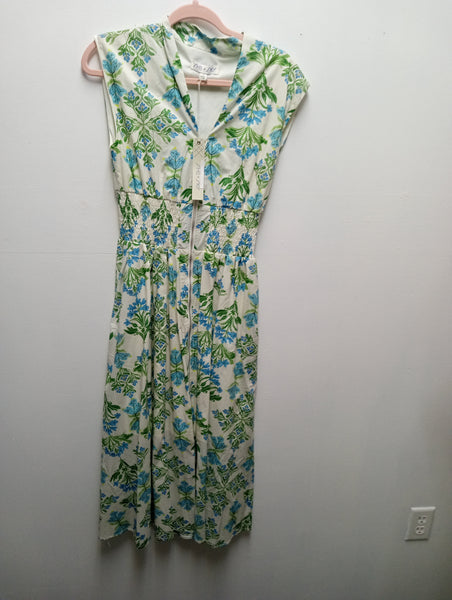 She & Sky cream/blue/green floral Maxi Dress Landon Ramsey-Maria Briones
