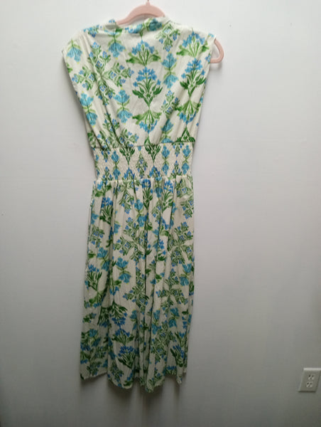 She & Sky cream/blue/green floral Maxi Dress Landon Ramsey-Maria Briones