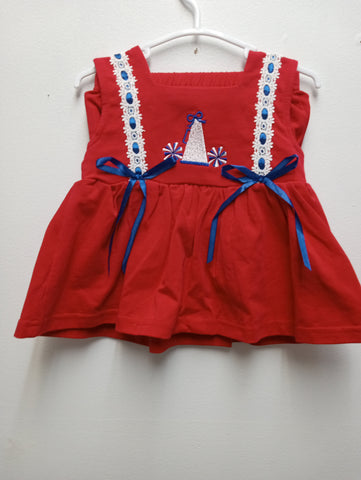 Girls Red/blue ribbon  Cheer 2 piece set OhhMy! Gifts and Things, LLC