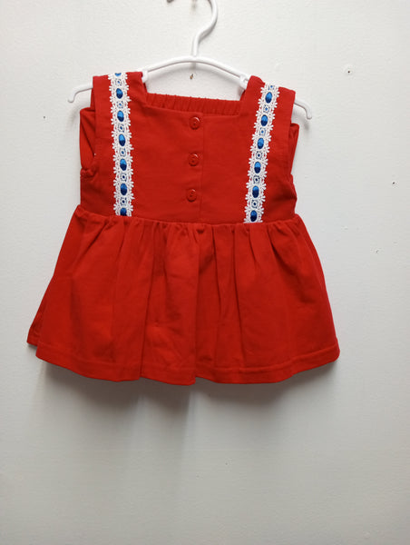 Girls Red/blue ribbon  Cheer 2 piece set OhhMy! Gifts and Things, LLC