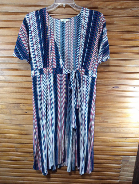 Preloved Kori kimono Medium navy & Fall colors w tie front Debra Hodge