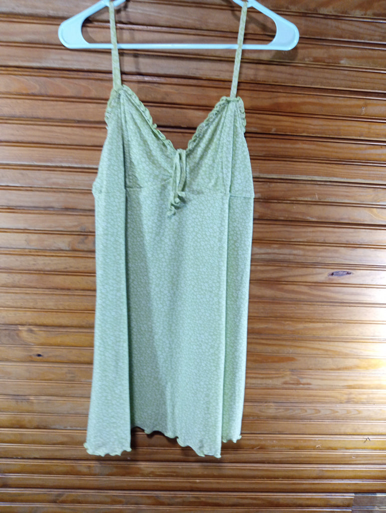 Preloved American Eagle Green w/white/blue daisy w/spaghetti strap top Debra Hodge