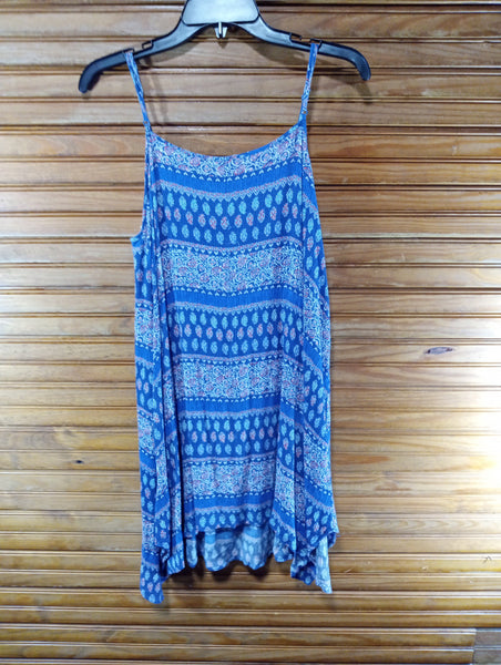 Preloved Kori Tunic Large Red/white/blue w/white crochet/spaghetti straps Debra Hodge