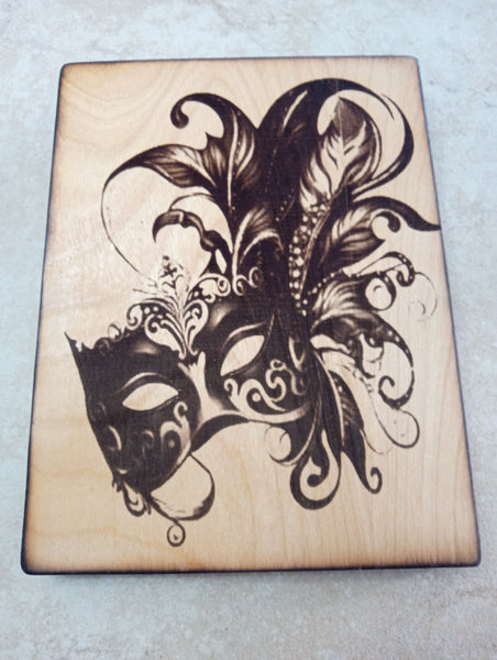 6 1/2" x 8 1/2"Handmade Burnt Wood Lasered Art Shelf Sitter Rick Dantzler