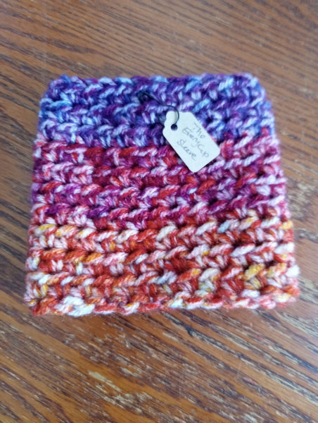 Handmade 3.5"x5.5" crochet Tie Dye "every cup" coozie Hannah Bodker