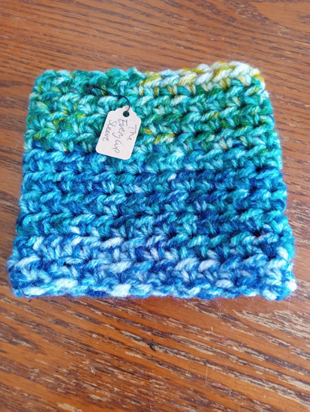 Handmade 3.5"x5.5" crochet Tie Dye "every cup" coozie Hannah Bodker