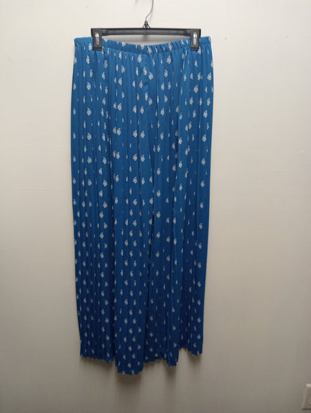 Preloved Ces Femmes-Large Blue/white Pleated Palazzo Pants/w tags Debra Hodge