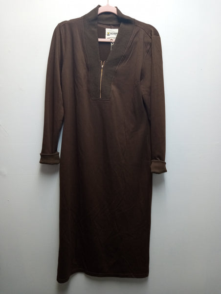 Umgee Brown Mid-Sleeve Zip-Up Chest Dress | Boho Boutique Landon Ramsey-Maria Briones